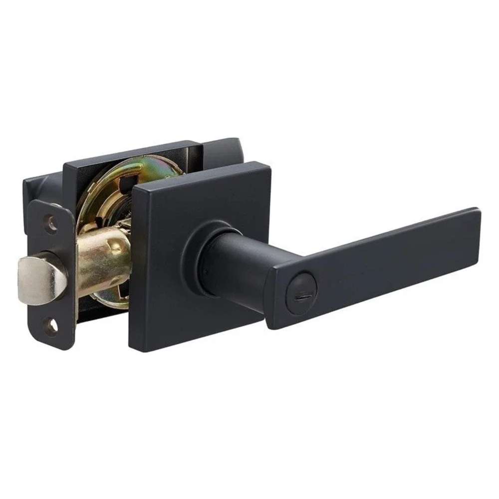 Matt Black Door Lever Privacy Passage Dummy Handle Interior Square Knobs Keyless